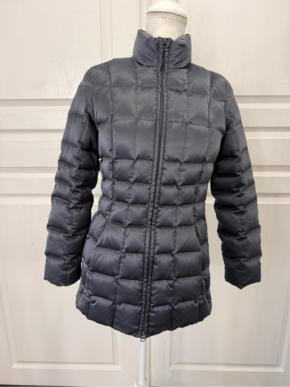 INC International Concepts Quilted Long Puffer Jacket - Charcoal Gray